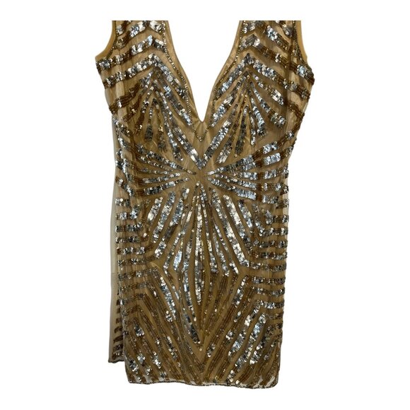 GatsbyLady London Gold Sequin Art Deco Sleeveless Flapper Dress US 14 UK 18 - Picture 6 of 11
